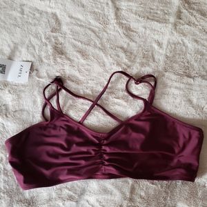 Wine colour strappy bikini top.